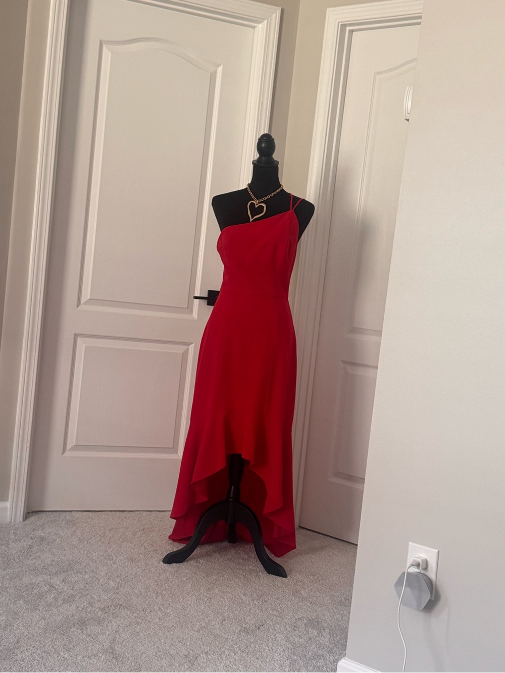 Hutch Vibrant Red One-Shoulder Asymmetrical Hem Dress
